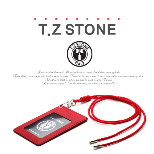 티지스톤-TZ1D205 사피아노 레드 목걸이형 카드지갑(투명창)