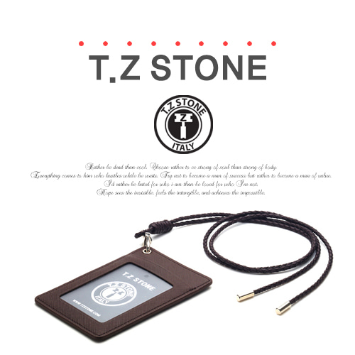 티지스톤-TZ1D203사피아노 다크브라운목걸이형 카드지갑(투명창)